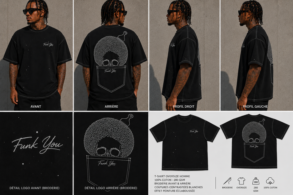 teeshirt funk you oversize high-neck