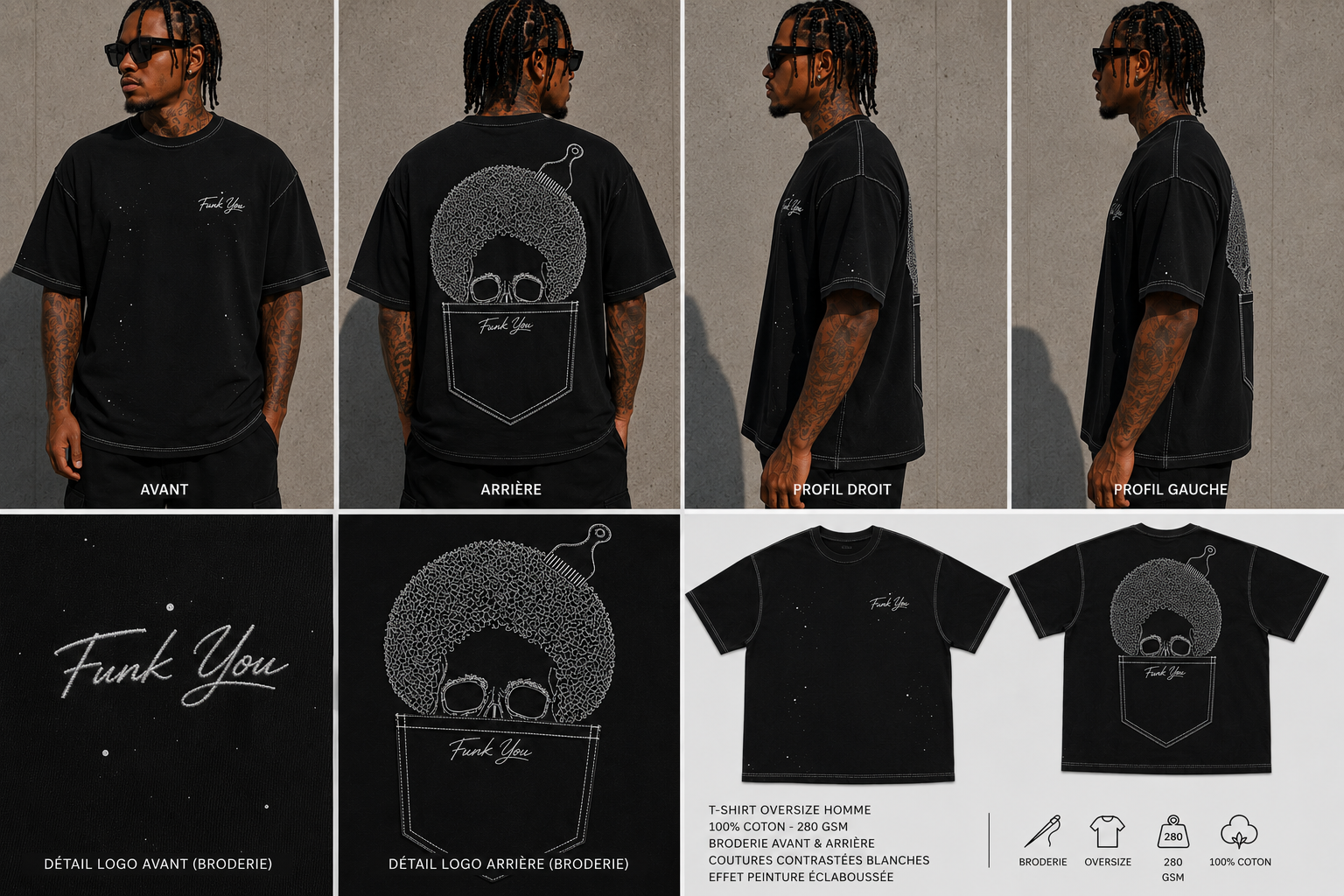 teeshirt funk you oversize high-neck